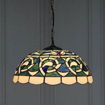 LongHuiJing Tiffany Semi-Circle Sea Porch Ceiling Pendant Stained Glass Hanging Lighting With 2 Lights