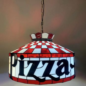 LongHuiJing 16Inch New Pizza Hut Stained Glass Lampshade Ceiling Light Tiffany Style Hanging Lamps