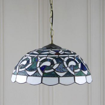 LongHuiJing Tiffany Semi-Circle Sea Porch Ceiling Pendant Stained Glass Hanging Lighting With 2 Lights