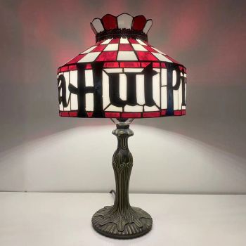 LongHuiJing Tiffany Style Table Lamp 12inch New Pizza Hut Stained Glass Lampshade Desk Light Creative Art Home Decor