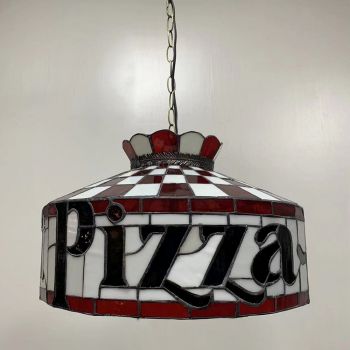 LongHuiJing 16Inch New Pizza Hut Stained Glass Lampshade Ceiling Light Tiffany Style Hanging Lamps