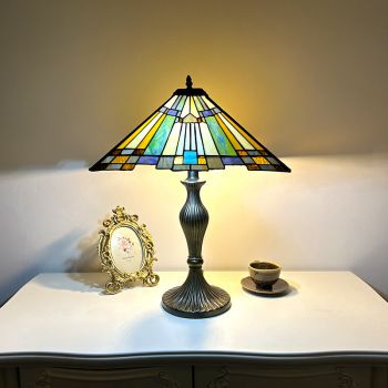 LongHuiJing Tiffany Style Stained Glass Lampshades Vintage Handmade Light
