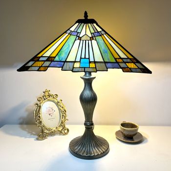 LongHuiJing Tiffany Style Stained Glass Lampshades Vintage Handmade Light