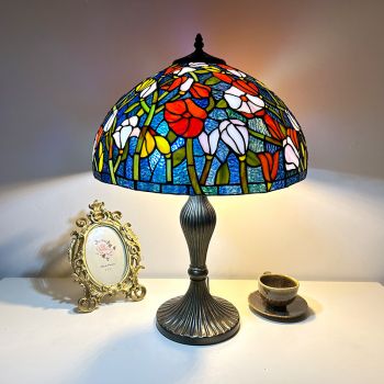 LongHuiJing handmade stained glass lamp tiffany style 16Inch table lamps for home decoration