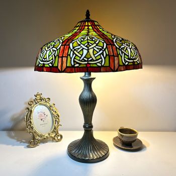 LongHuiJing 16Inch Vintage Tiffany Studios Reproduction Stained Glass Lamp