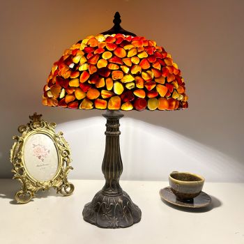 LongHuiJing 12Inch Tiffany Retro Stained Glass Table Lamps fMediterranean Vintage Desk Lamp
