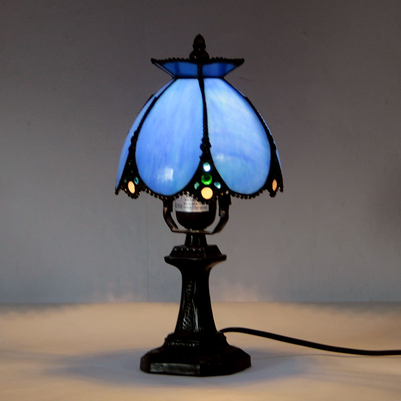 LongHuiJing Tiffany Style Desk Lamp Stained Glass Table Night light Colorful Jade Home Decor Classical Art LED Desk Ligh