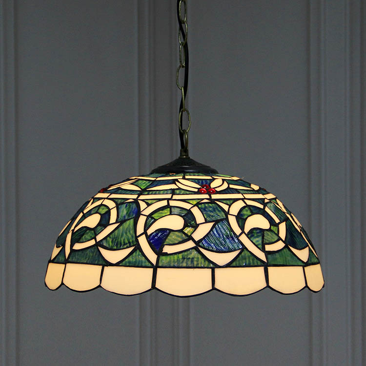 LongHuiJing Tiffany Semi-Circle Sea Porch Ceiling Pendant Stained Glass Hanging Lighting With 2 Lights