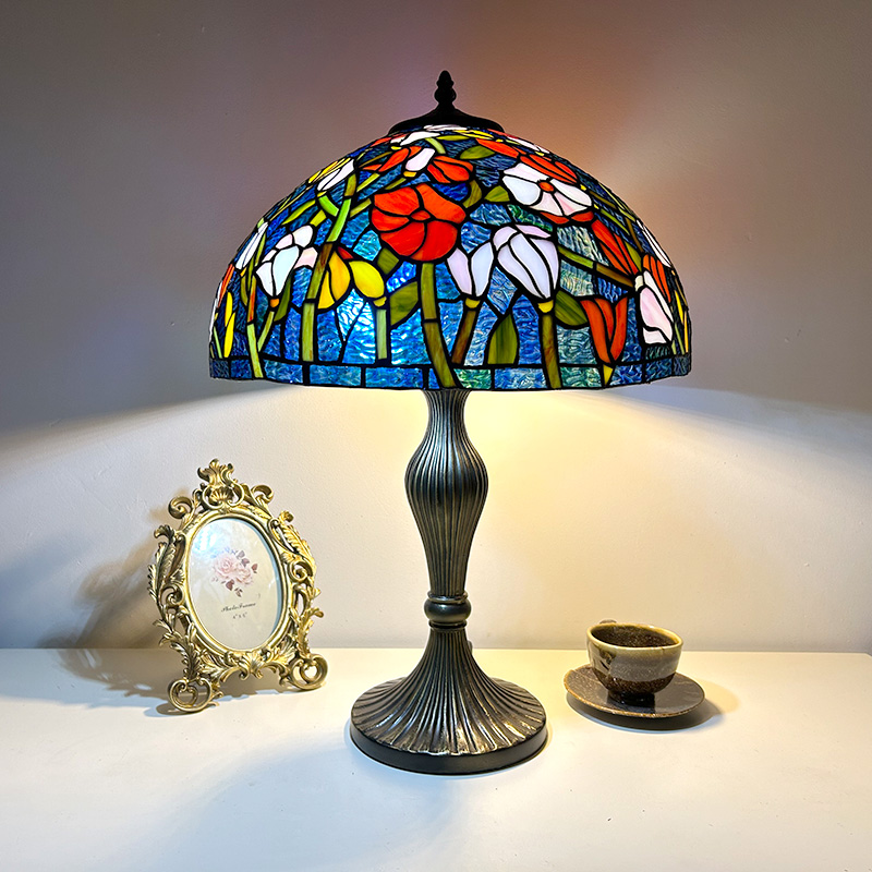 LongHuiJing handmade stained glass lamp tiffany style 16Inch table lamps for home decoration